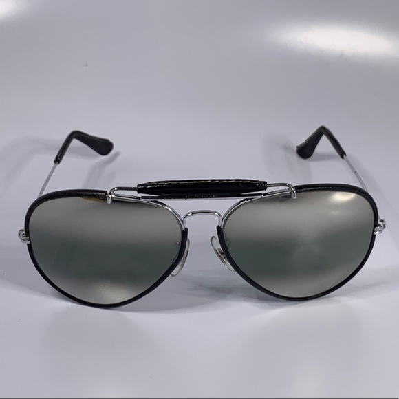 Vintage B&L Ray Ban 62mm Black Leather DGM Mirror Aviator Sunglasses - Picture 3 of 16